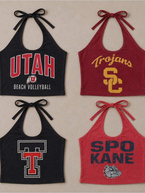Tops - Mystery College-Style Halter Crop Top